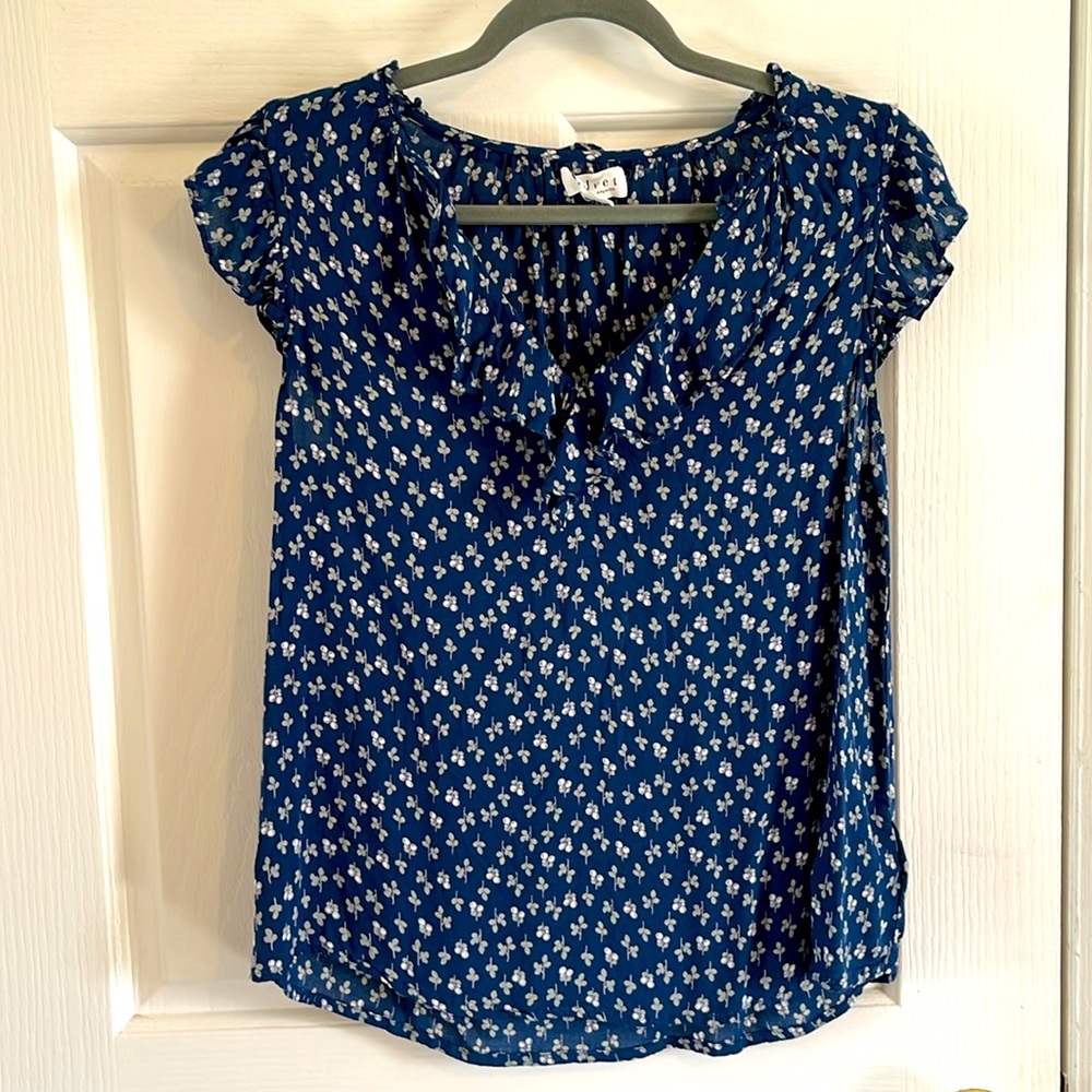 Blue Floral Ruffle Blouse - Picture 2 of 4